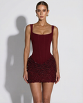 Vestido mini reloj de arena brillante